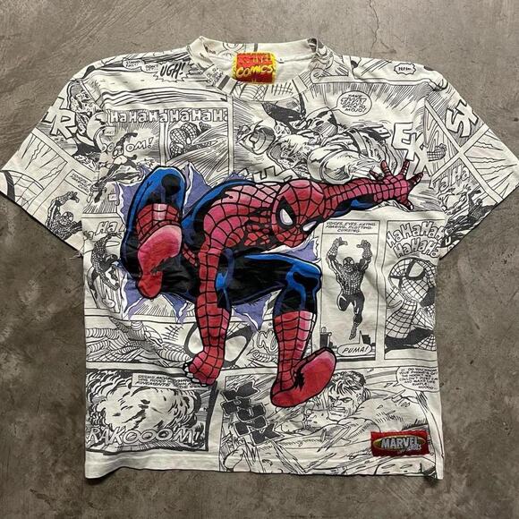 Marvel Other - Vintage 1990s Spider-Man Marvel Graphic Comic Book All Over Print Tee Men Large